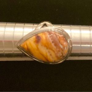 Agate sterling silver ring, marked 925, beautiful colors, peaches, and browns
